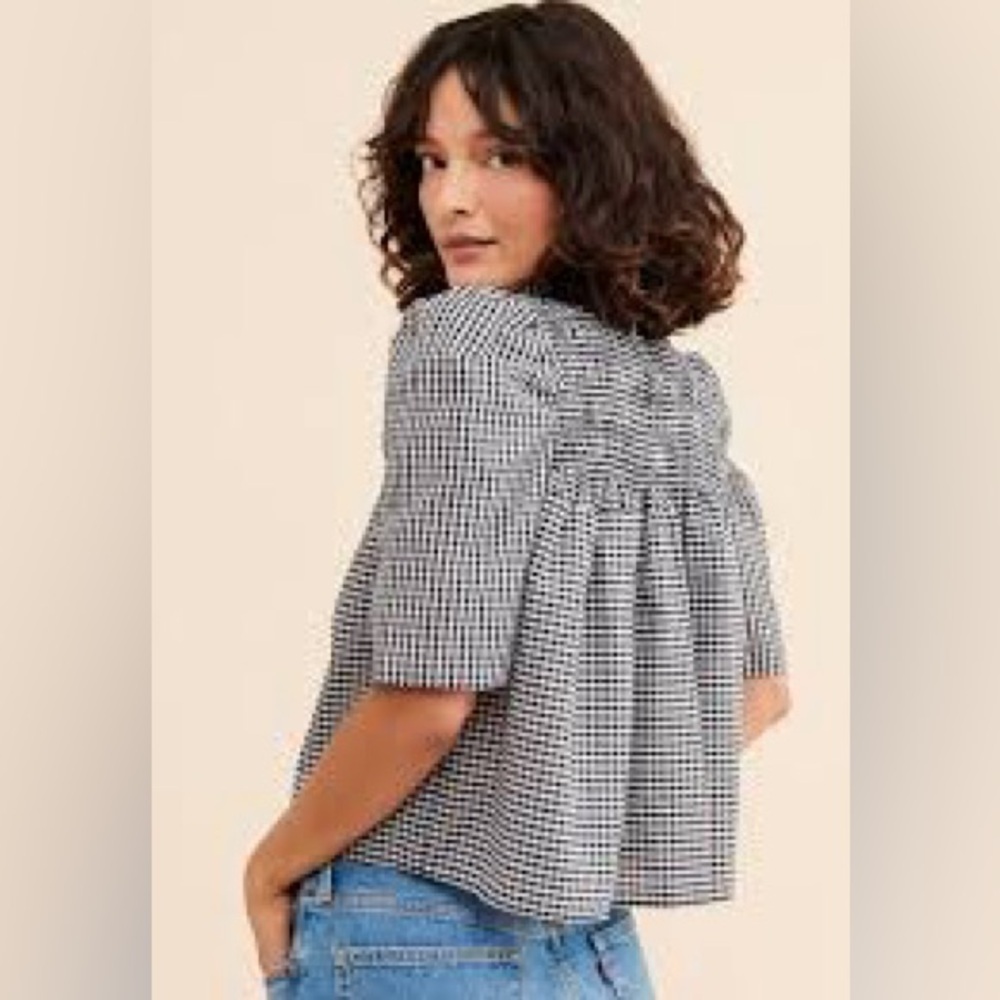 En Saison Gingham Smocked Blouse